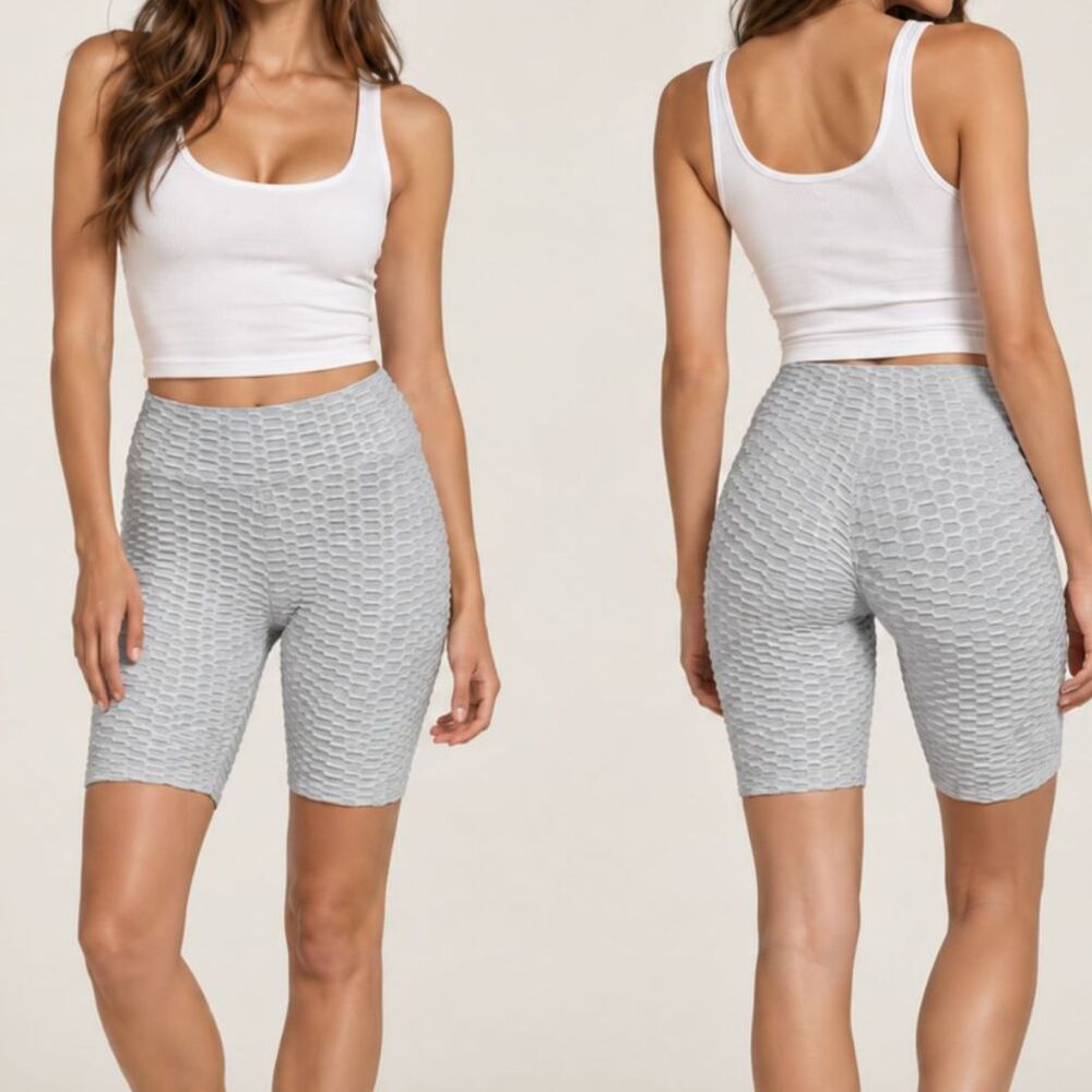 Gray Activewear Biker Shorts Small High Waist Workout Shorts